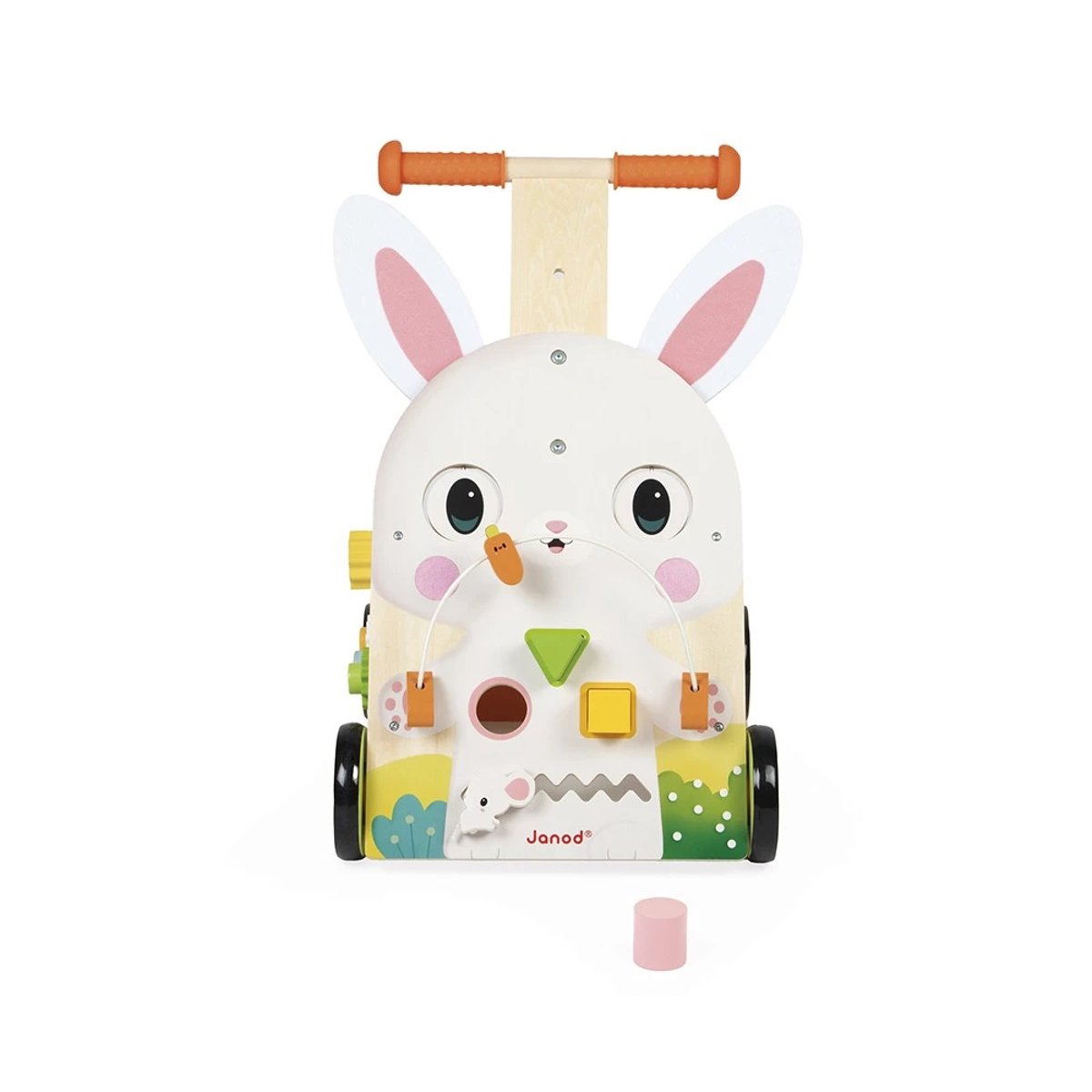 Chariot de marche multi-activités blanc, rose, vert, JANOD