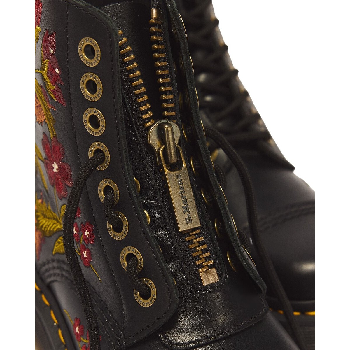 Boots plateformes Sinclair Floral en cuir Wanama noir, DR. MARTENS