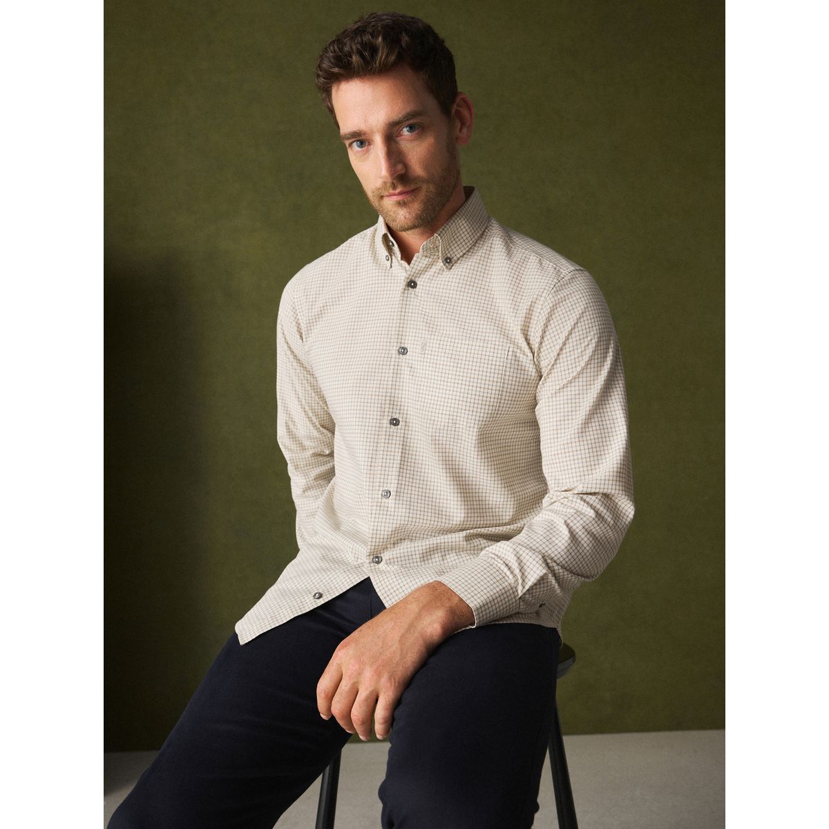 Chemise oxford standard boutonnée blanc, NEXT