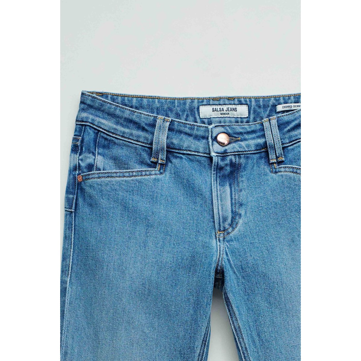 JEAN WONDER PUSH UP CROPPED SKINNY bleu denim, SALSA JEANS