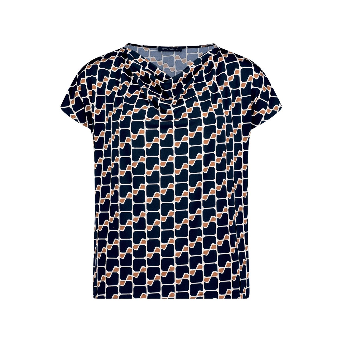 Haut imprimé à encolure bénitier dark blue/brown, BETTY BARCLAY
