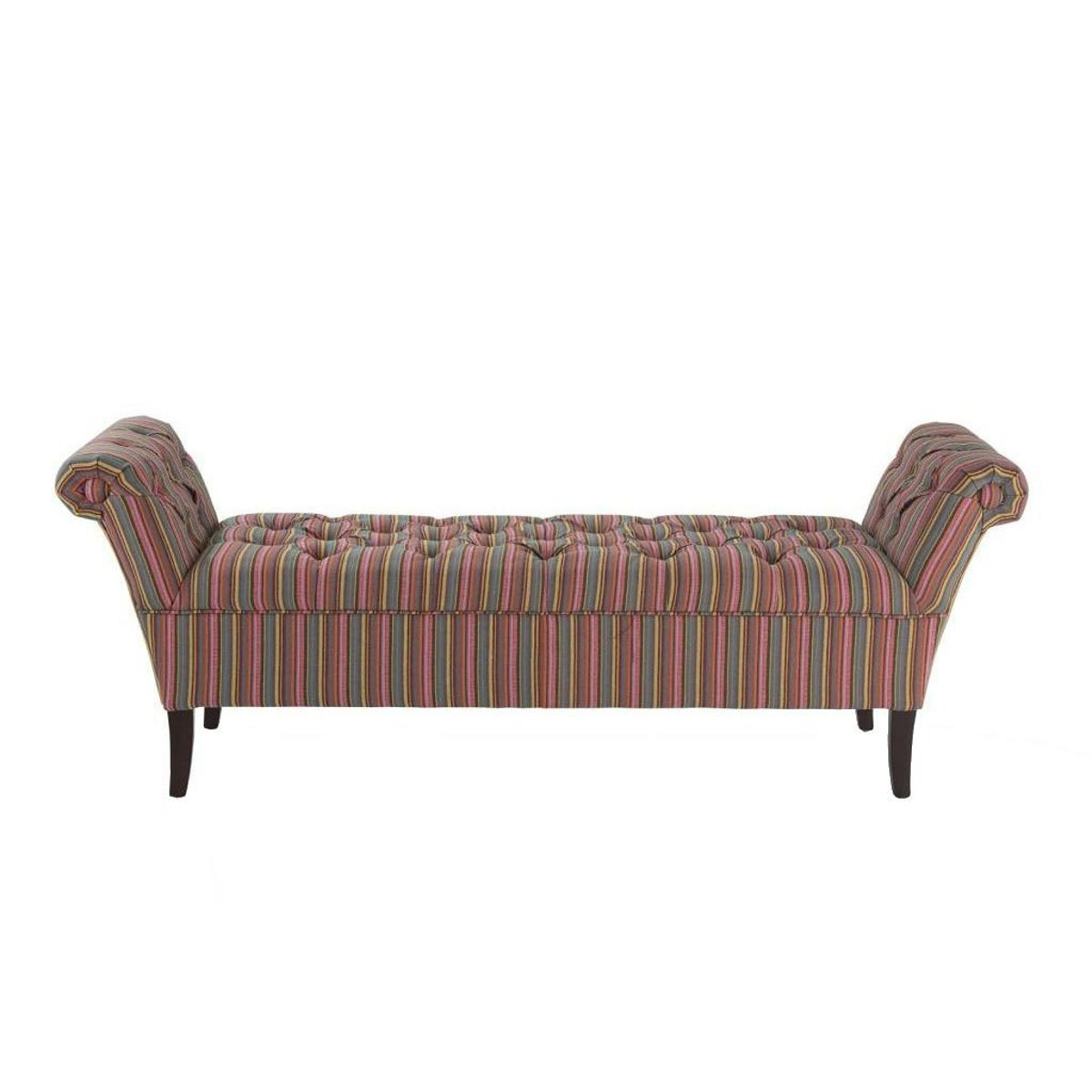 Banc méridienne capitonnée rayures coton BUTTON rose, PIER IMPORT