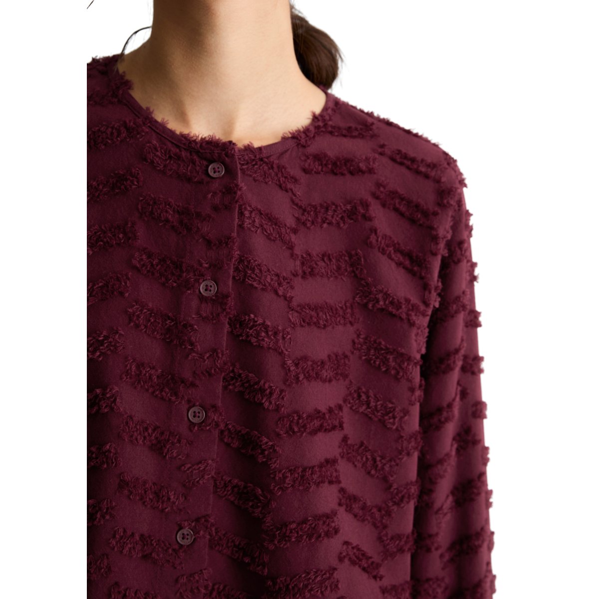 Blouse relaxed en fil de coton Coupé rouge foncé, MARC O’POLO DENIM