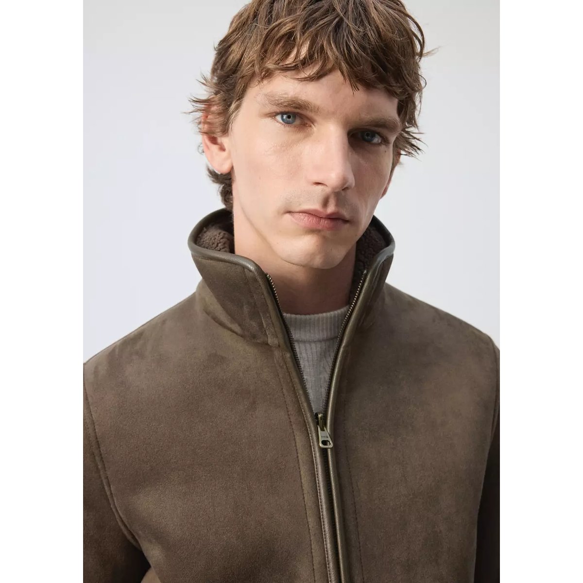 Veste double face intérieur moutonné olive, MANGO MAN