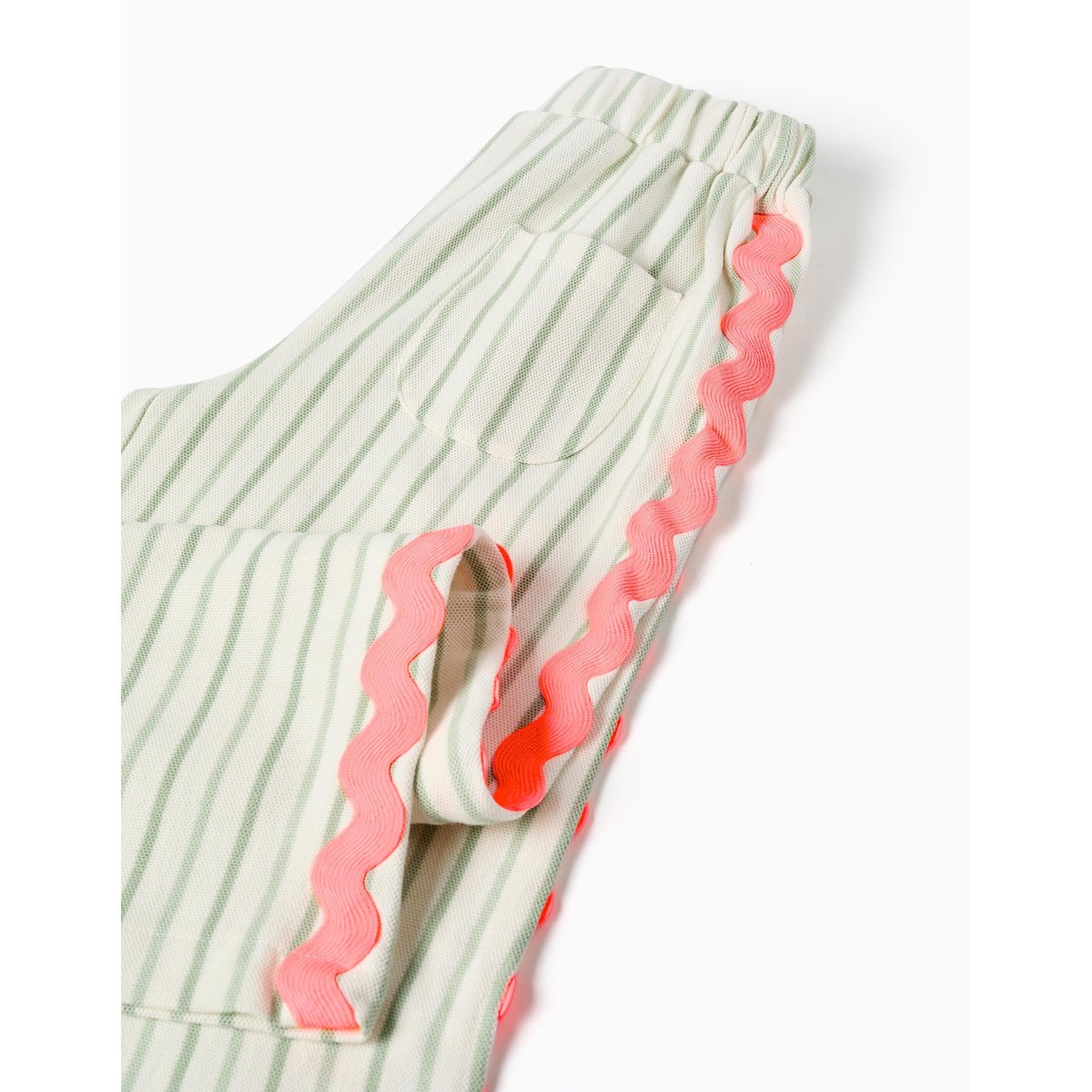 Pantalon en coton à rayures avec galon ric rac beige clair, ZIPPY