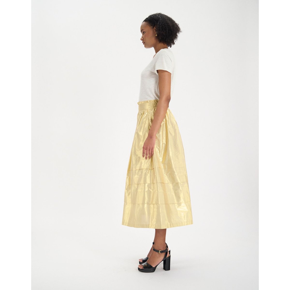 Jupe longue Héloïse en coton mélangé doré doré, INES DE LA FRESSANGE PARIS