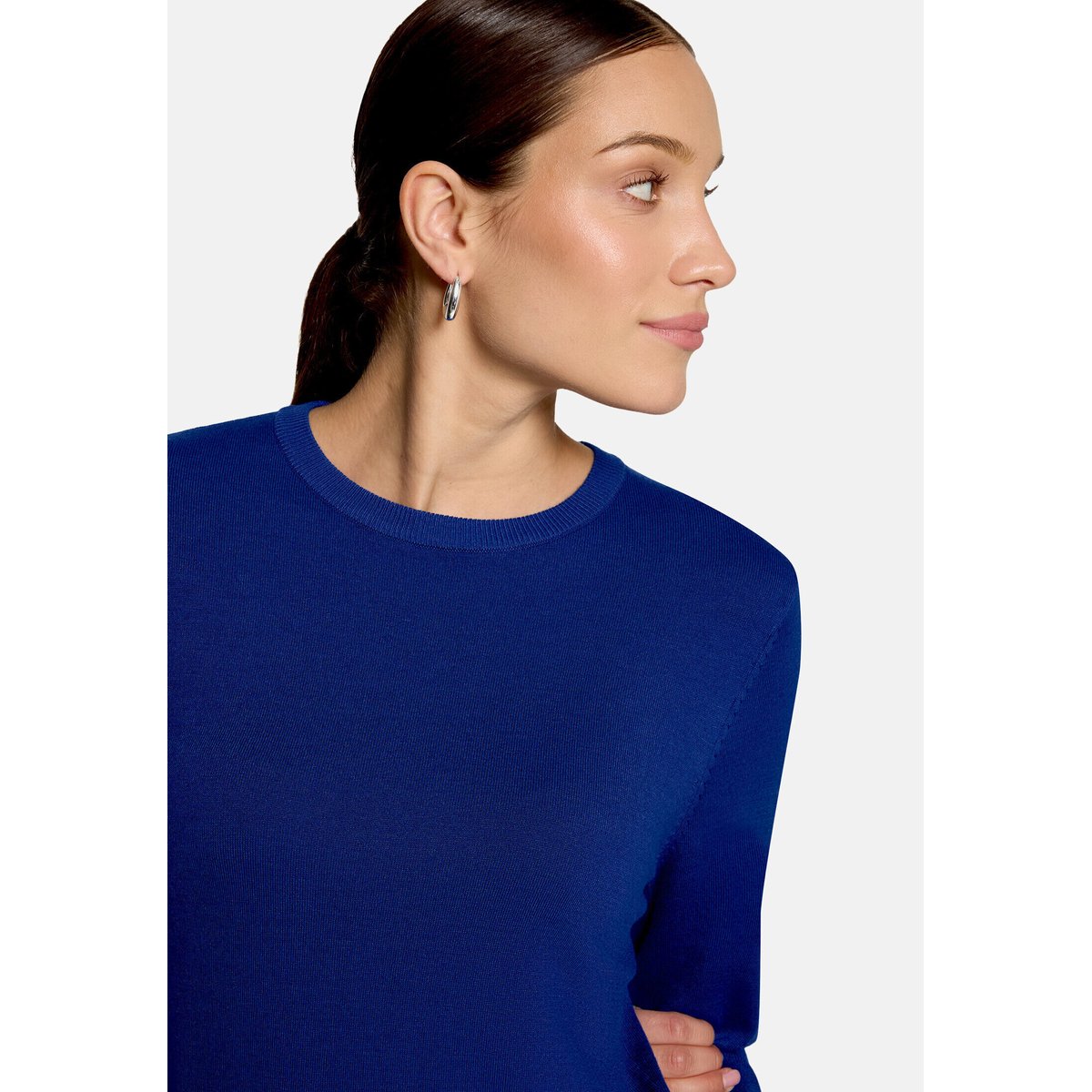 Pull-over en fine maille à col droit sodalite blue, ZERO
