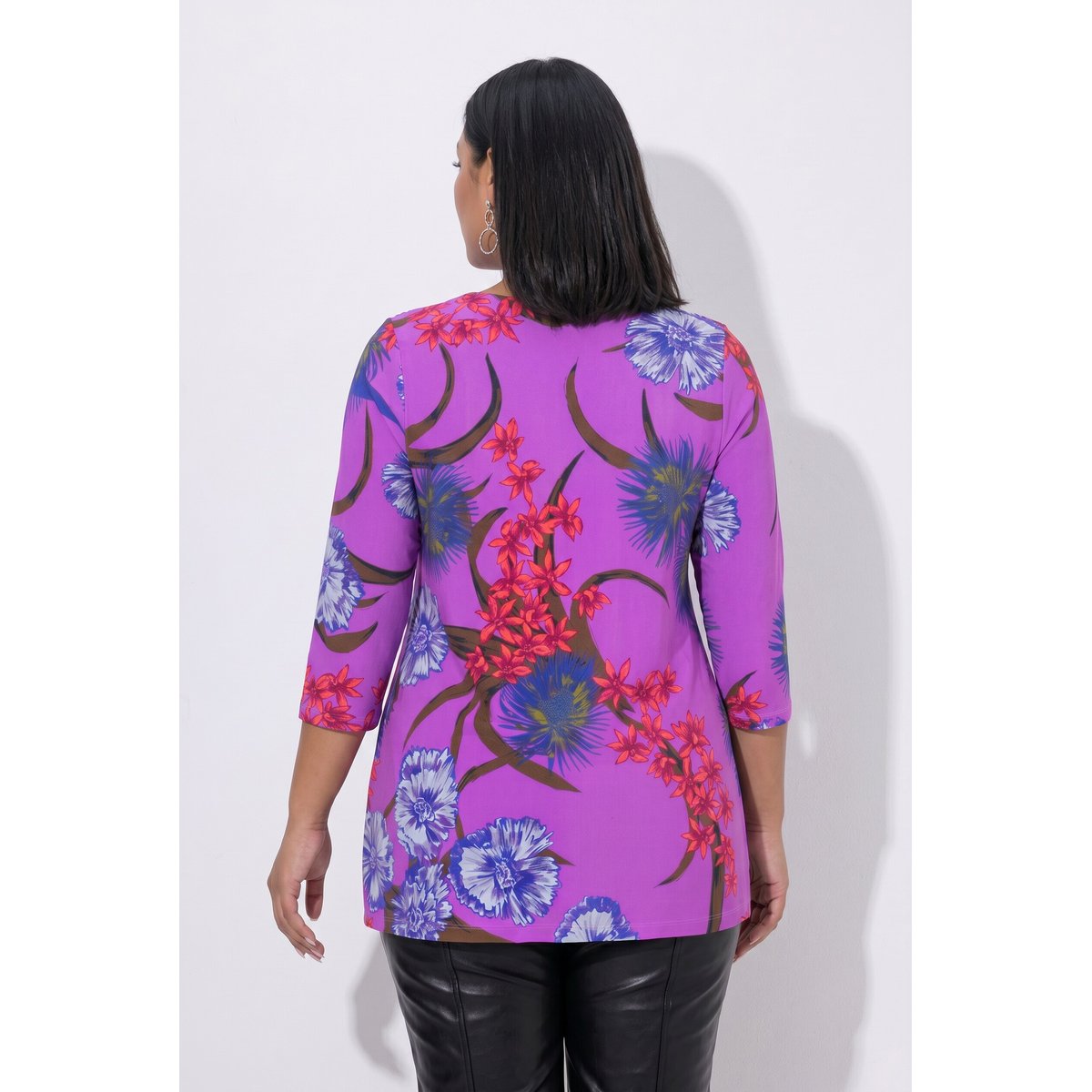 T-shirt au tombé fluide, motif floral lande clair, ULLA POPKEN