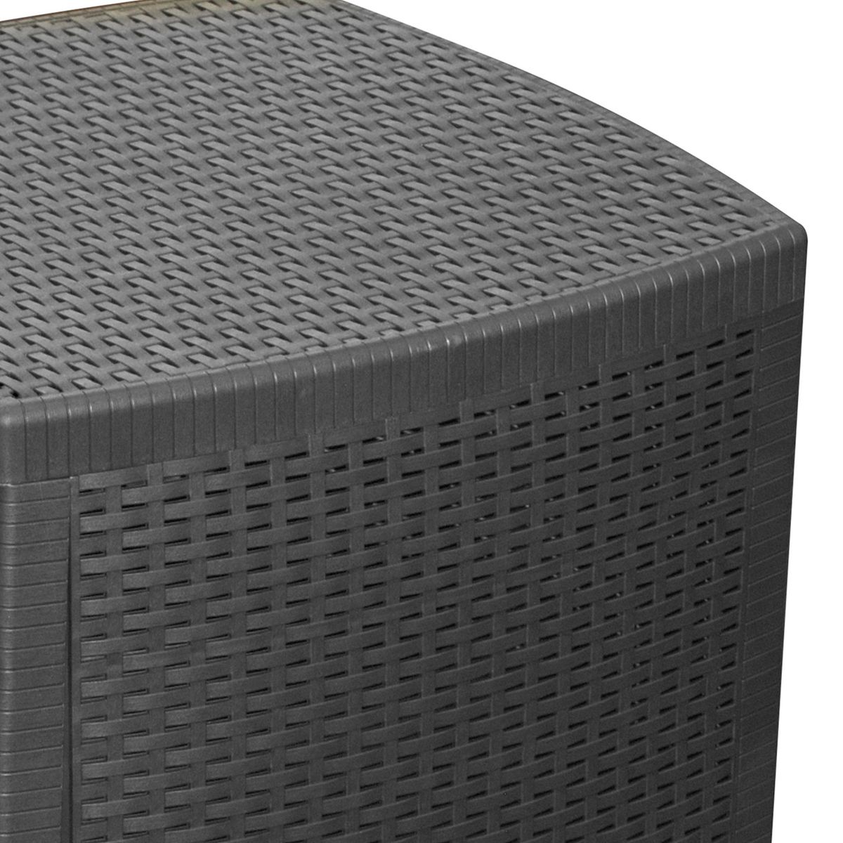 Table coffre de jardin carrée effet rotin gris anthracite gris, WADIGA