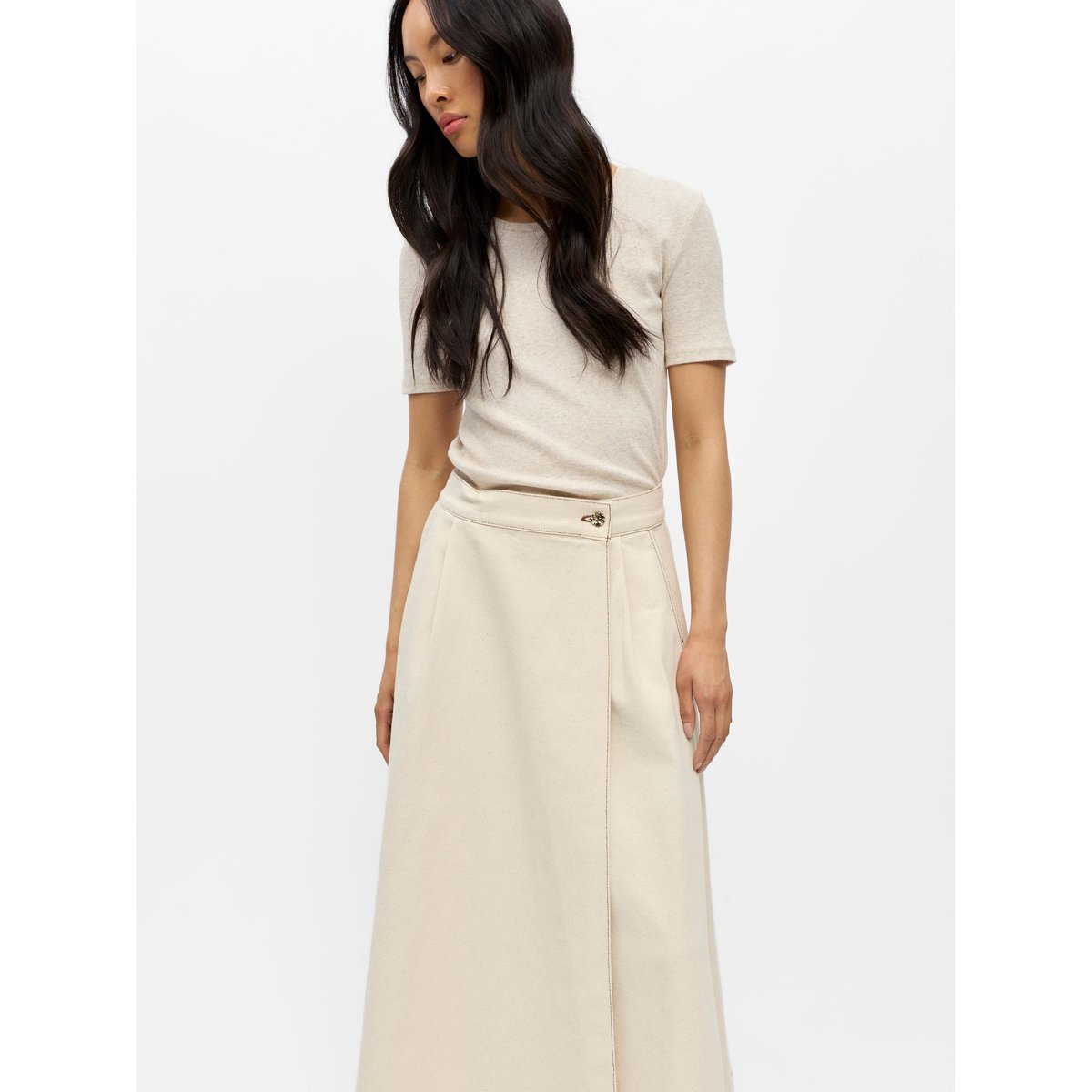 Jupe Longue blanc - beige denim1, OBJECT
