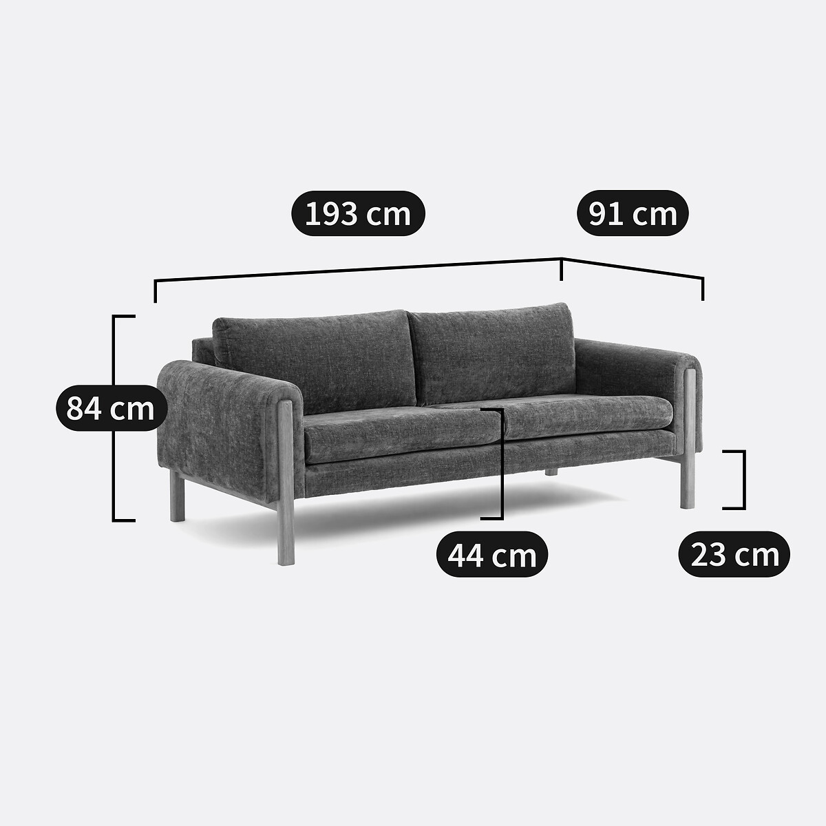 Canapé, velours texturé, 3 places, Vino kaki, LA REDOUTE INTERIEURS