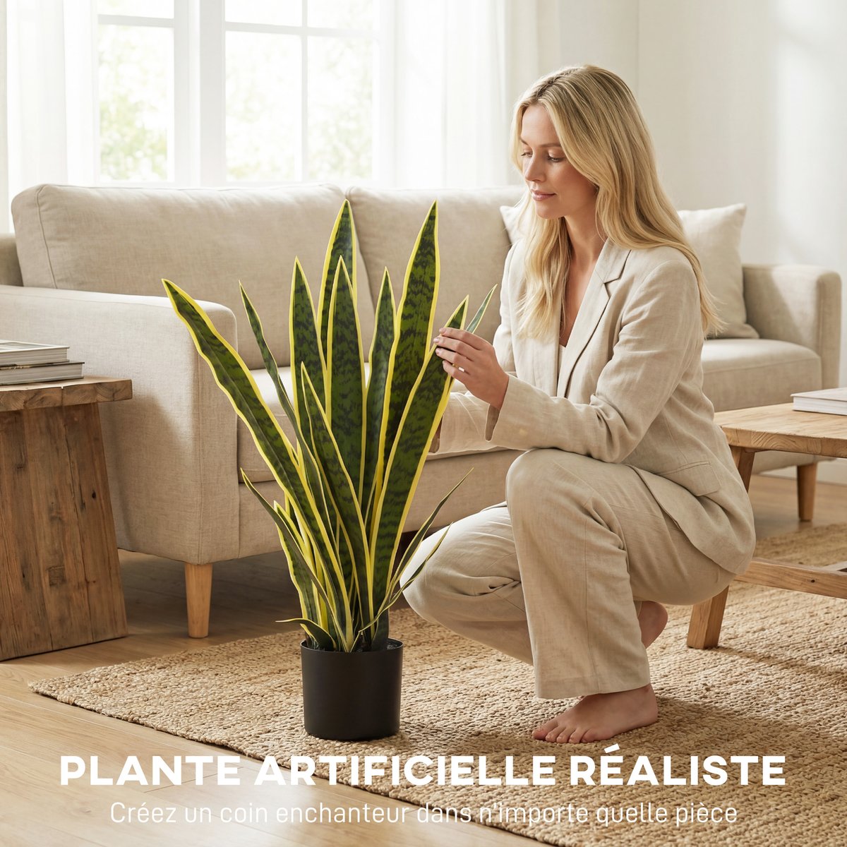 Plantes artificielles PE Vert vert et jaune, OUTSUNNY
