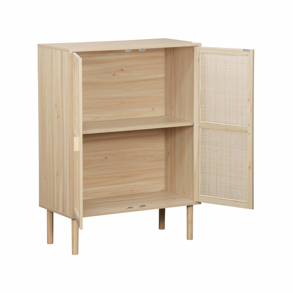 Buffet décor bois et cannage 2 portes 80cm CAMARGUE naturel, SWEEEK