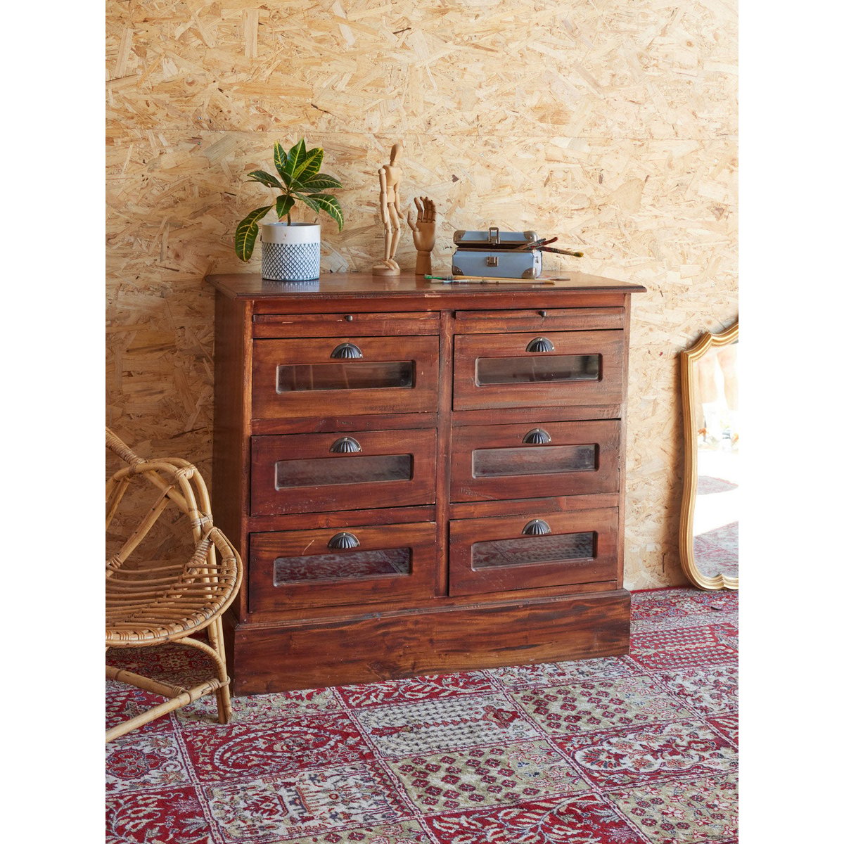 Commode en bois Garance N°634 - Bon état bois foncé, DEBONGOUT