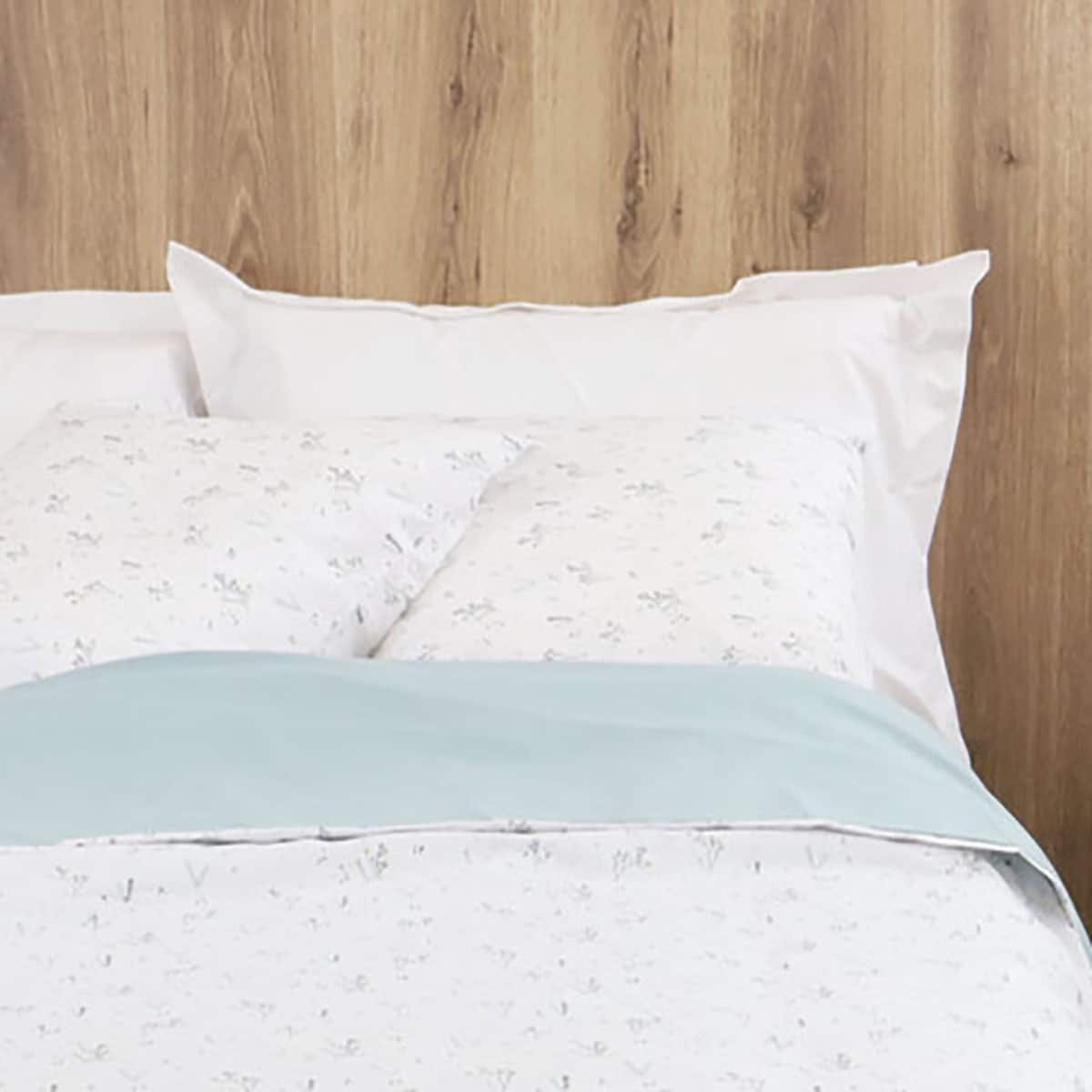 Parure housse de couette coton 120 gr JADE gris, LINANDELLE