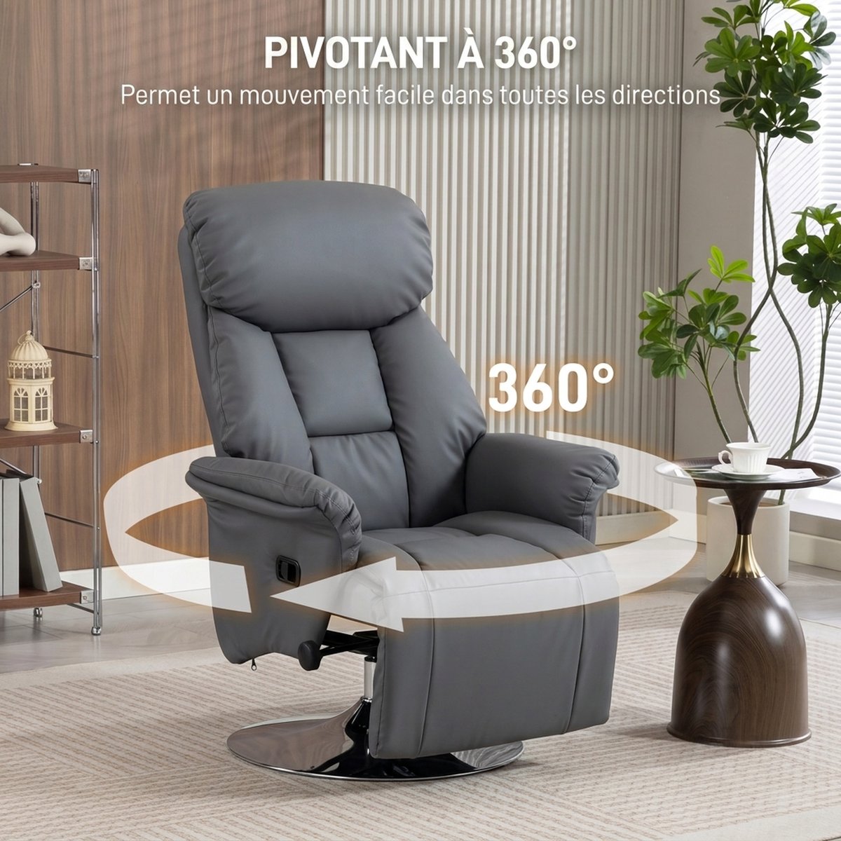 Fauteuil inclinable Polyuréthane Gris gris, HOMCOM