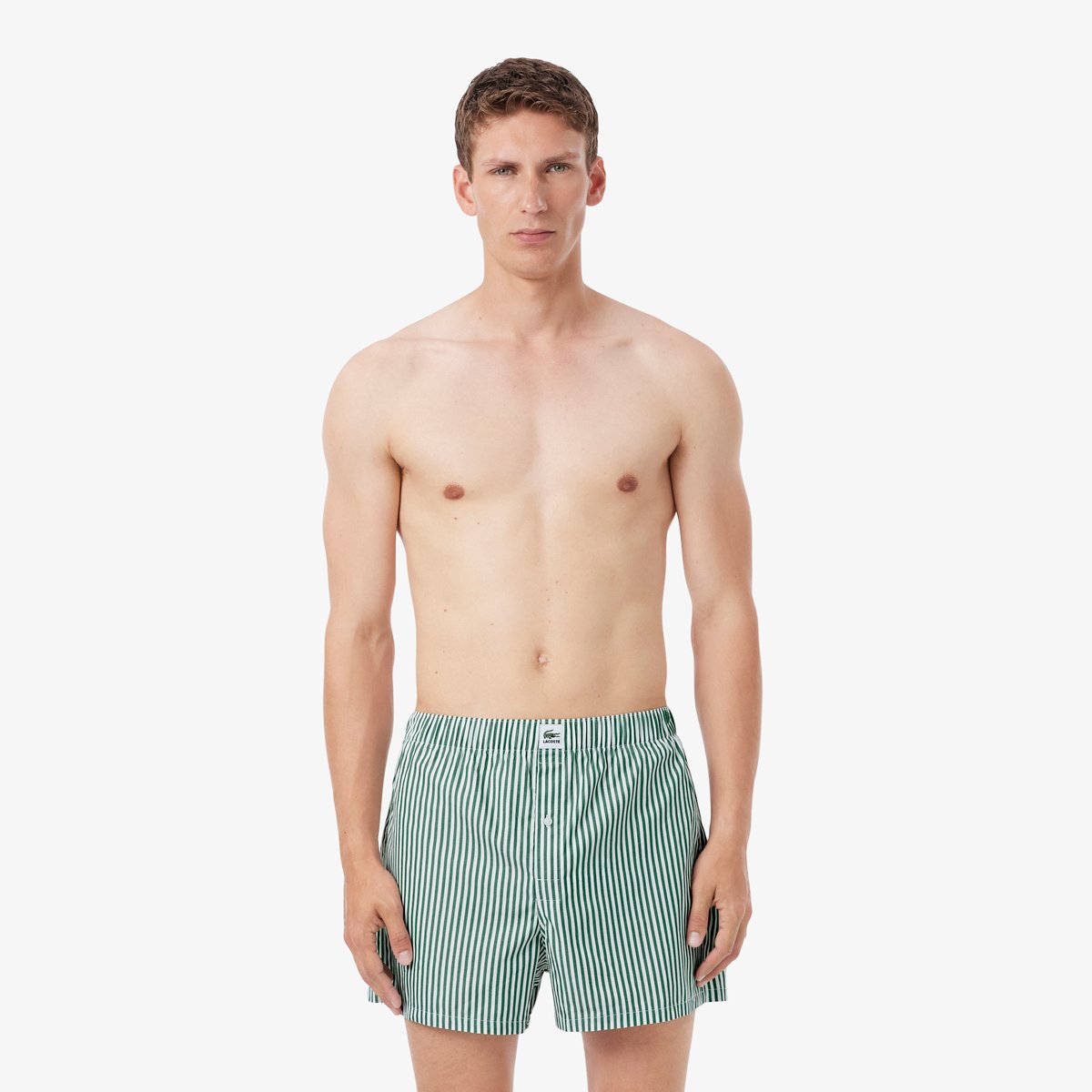Lot de 3 caleçons coton étiquette tissée vert-0ir, LACOSTE