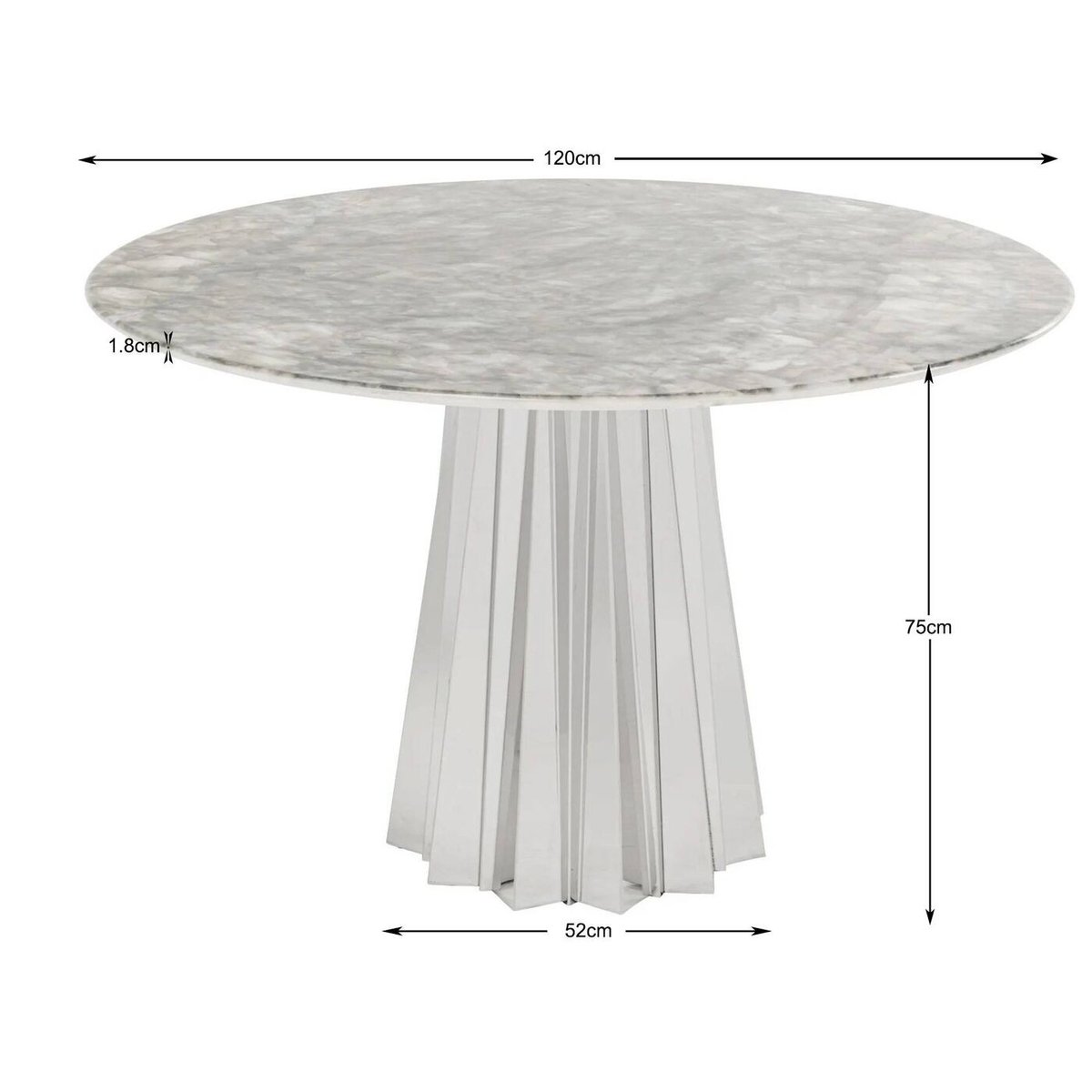 Table ronde en marbre minéral et acier, AMORA gris, KARE DESIGN