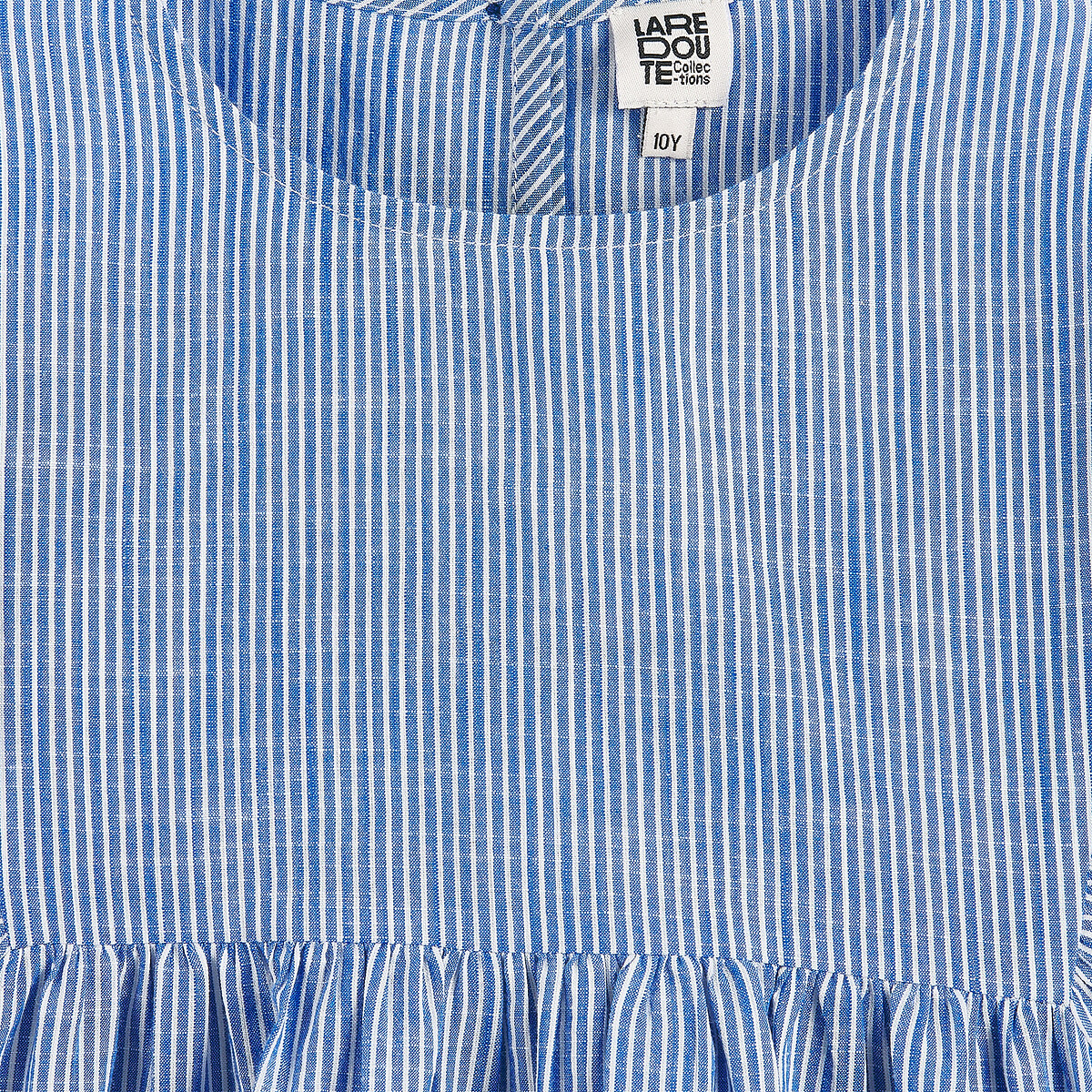 Blouse rayée, col rond, manches longues bouffantes rayé bleu/blanc, LA REDOUTE COLLECTIONS