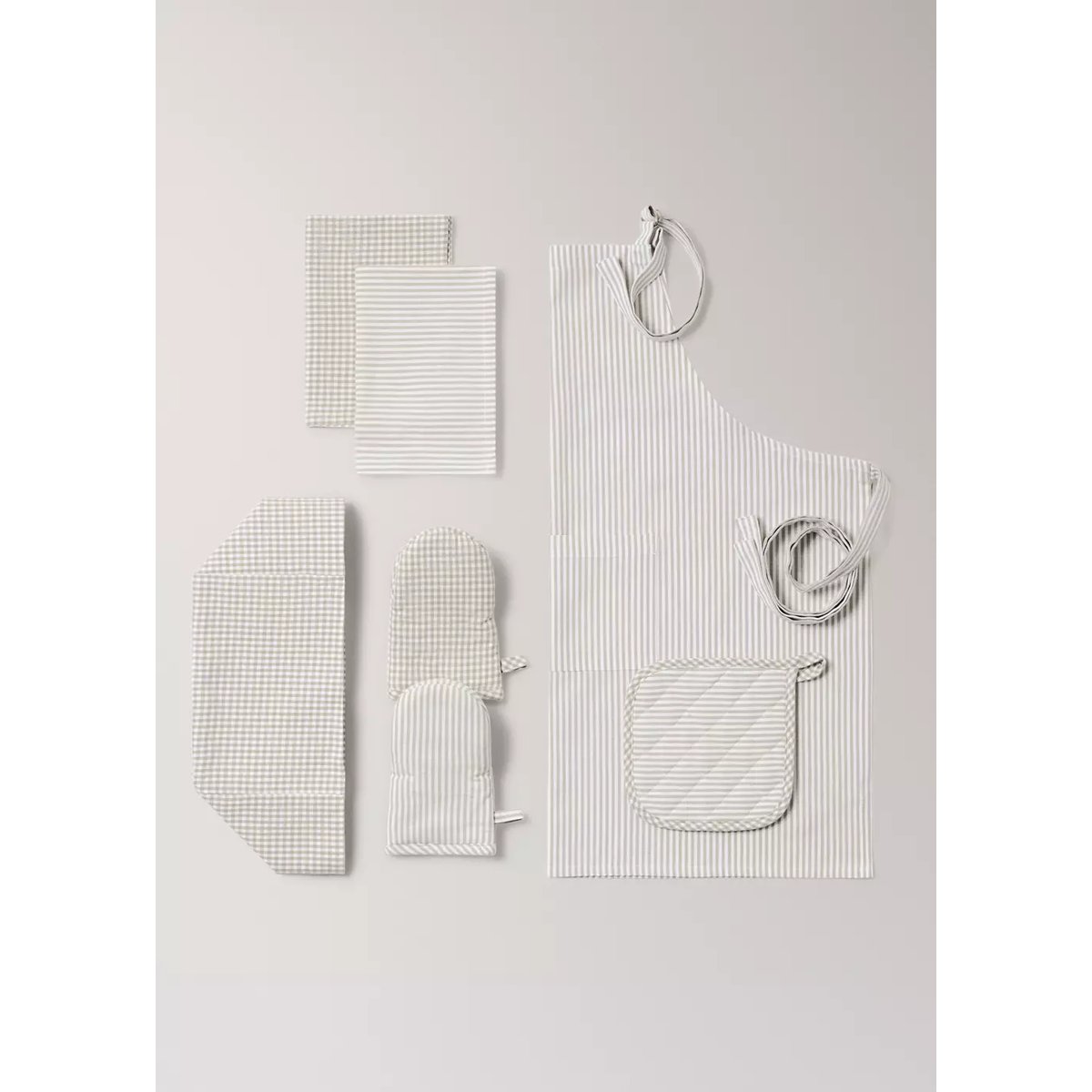 Tablier coton rayures marron clair/pastel, MANGO HOME