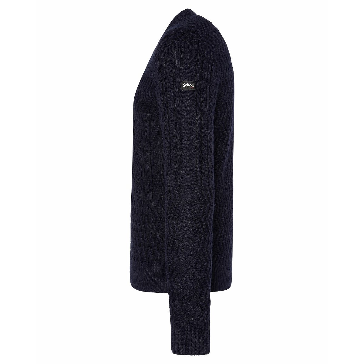 Maglione girocollo in maglia grossa blu marino, SCHOTT