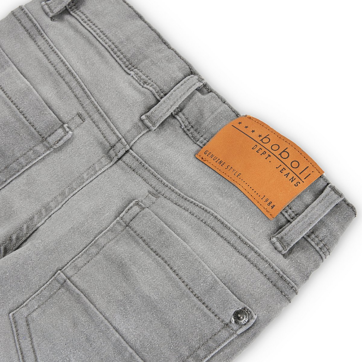 Pantalon garçon en denim élastiqué gris, BOBOLI