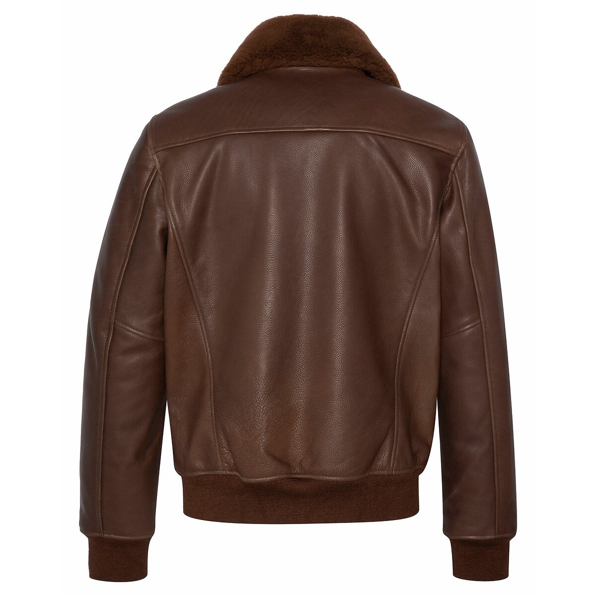 Leather aviator jacket with collar brown, SCHOTT