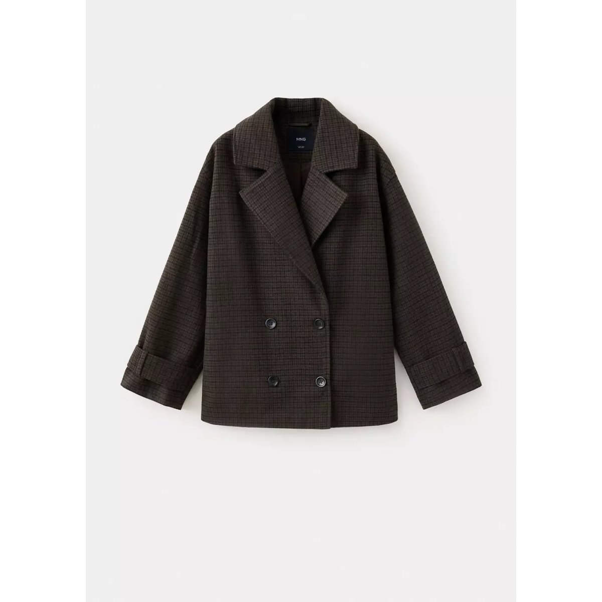 Manteau oversize en drap à carreaux chocolat, MANGO TEEN