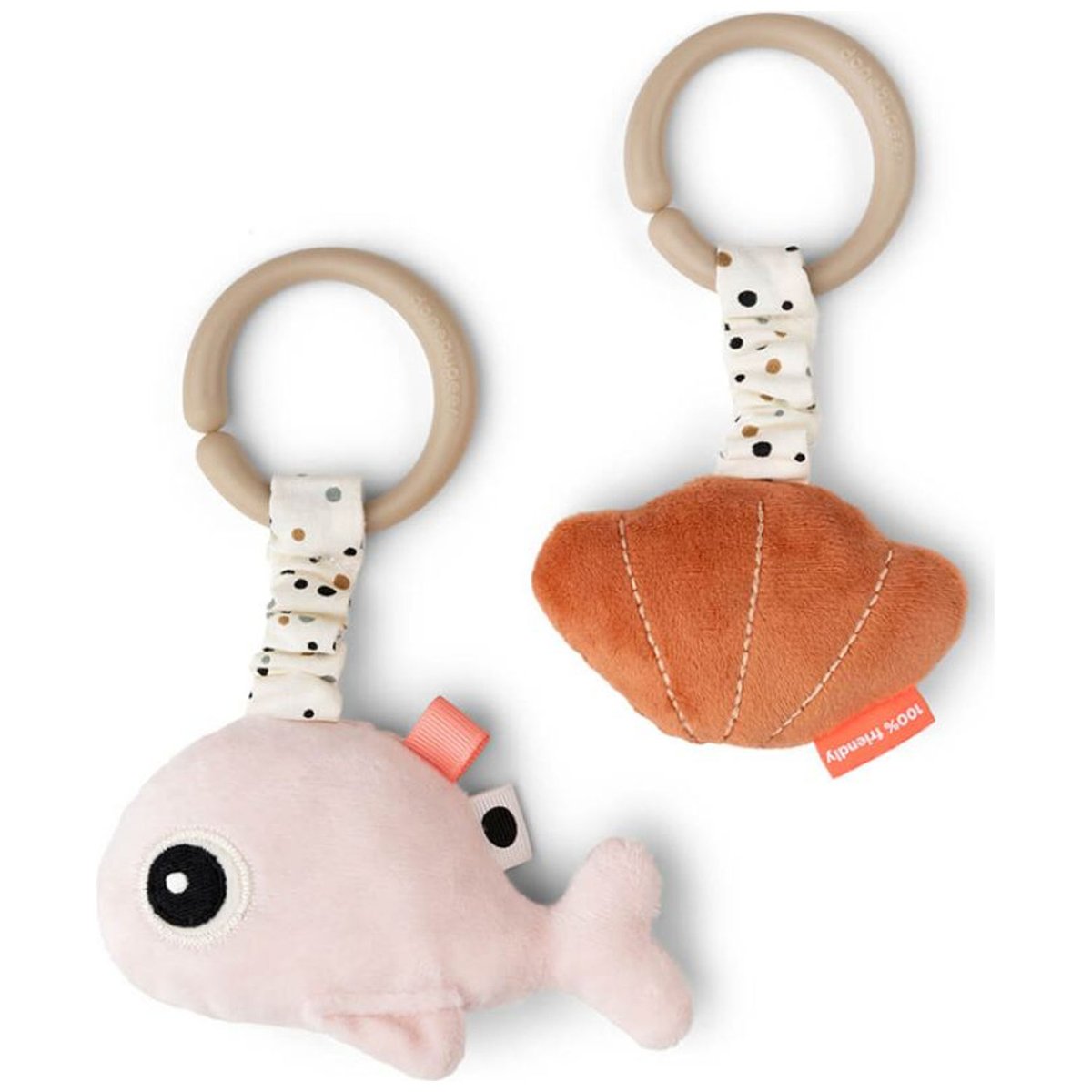 Lot de 2 jouets d'éveil à suspendre rose, orange, blanc, DONE BY DEER