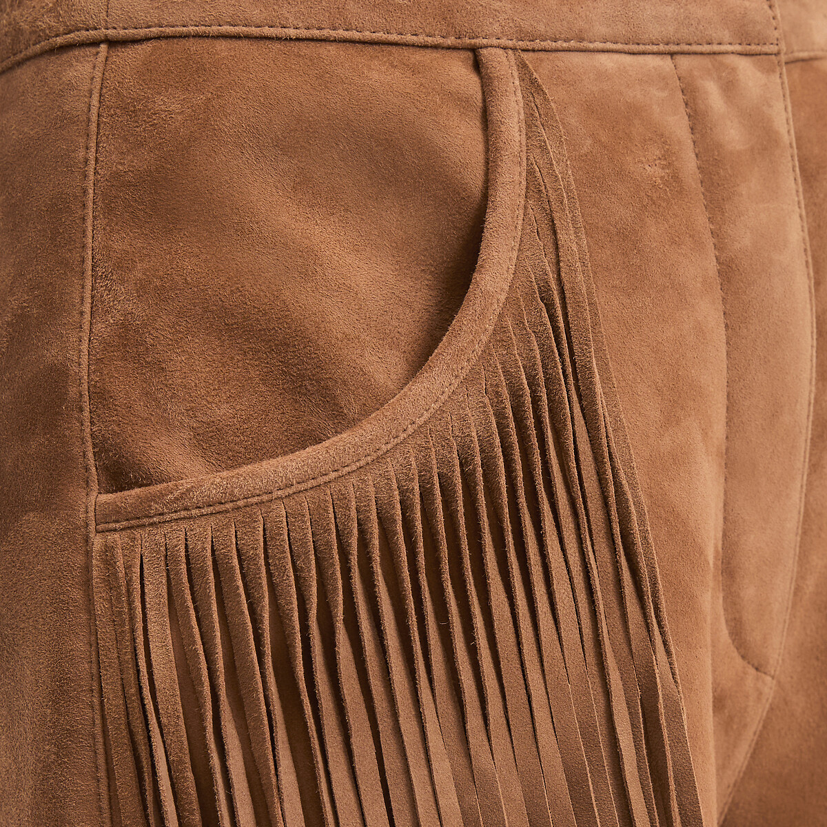 Short en cuir de chèvre velours   marron camel, LA REDOUTE COLLECTIONS