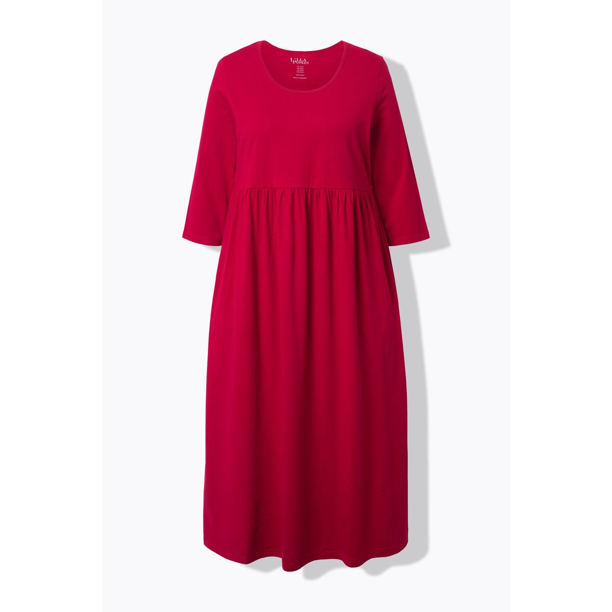 Robe maxi en jersey, coupe évasée, poches rouge rubis, ULLA POPKEN