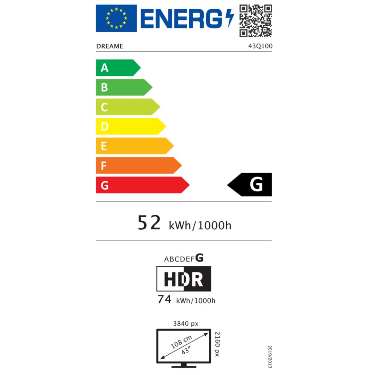 TV QLED 43Q100 (2026) 43" (109 cm) couleur unique, DREAME