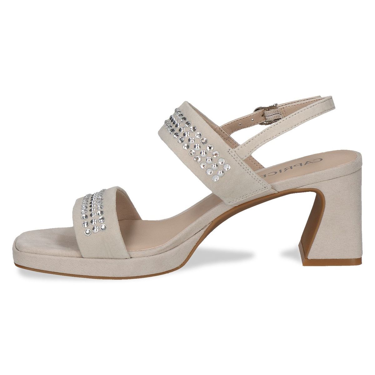 Sandale à talon en cuir gris suède, CAPRICE