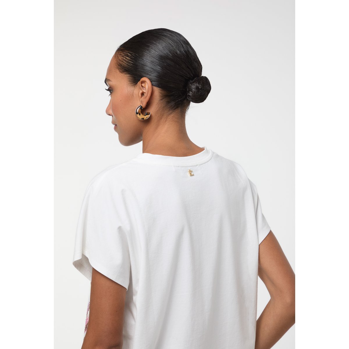 T-shirt à manches courtes à motif animal strassé blanc, LOLA CASADEMUNT
