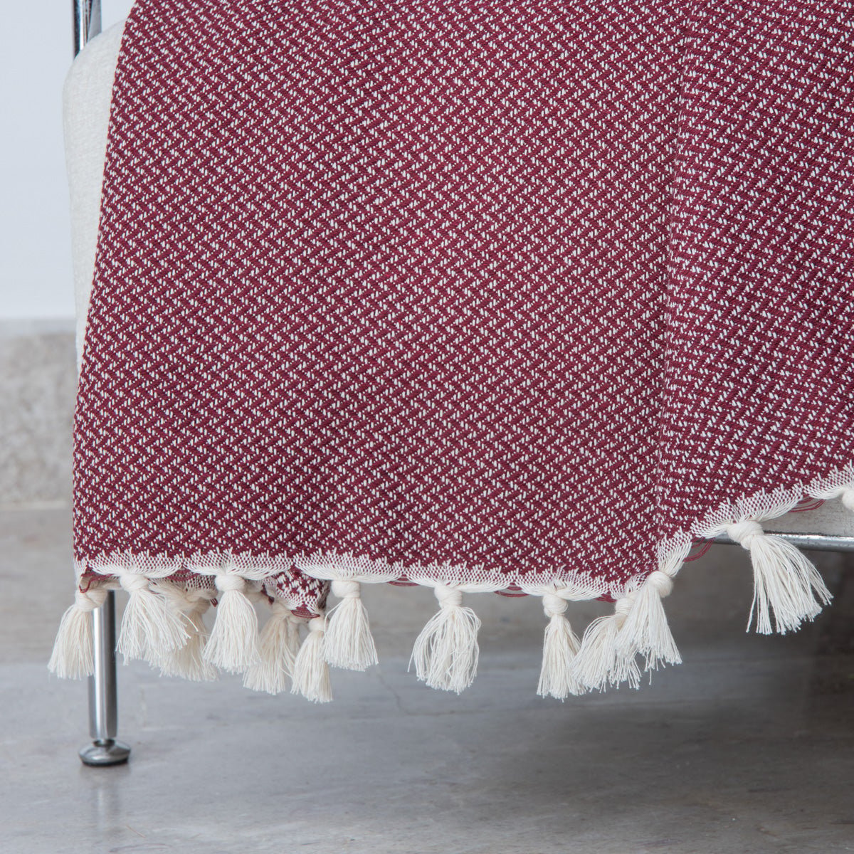 Plaid coton ZERMATT bordeaux, FEBRONIE