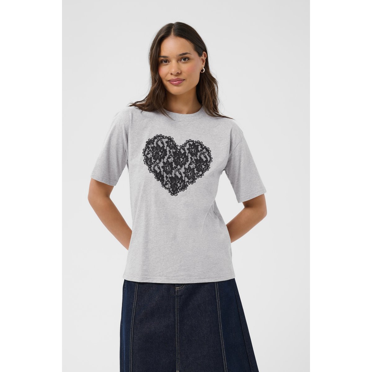 T-shirt gris grey melange, KAFFE