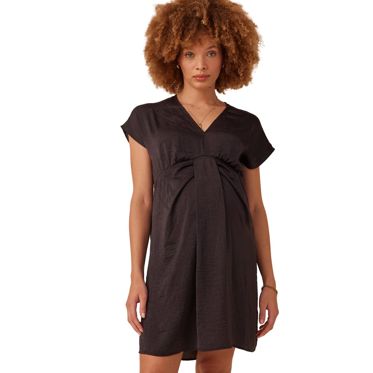 Robe grossesse effet satiné anthracite, ENVIE DE FRAISE