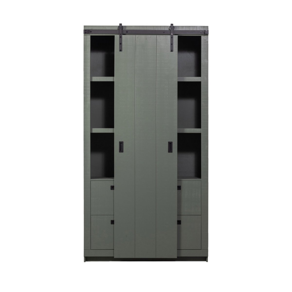 Armoire en pin porte coulissante SLIDE vert olive, VTWONEN