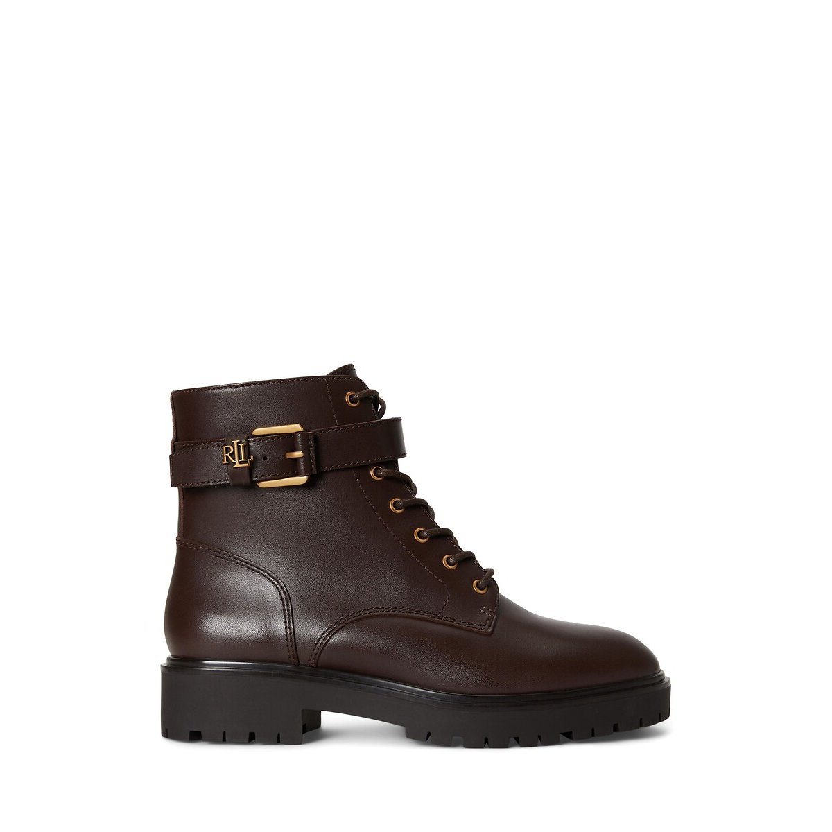 Allyson Lace-Up Leather Ankle Boots dark brown, LAUREN RALPH LAUREN