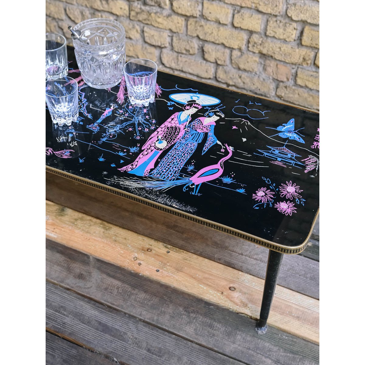 Table basse japonisante Donna N°1527 - Bon état noir, DEBONGOUT