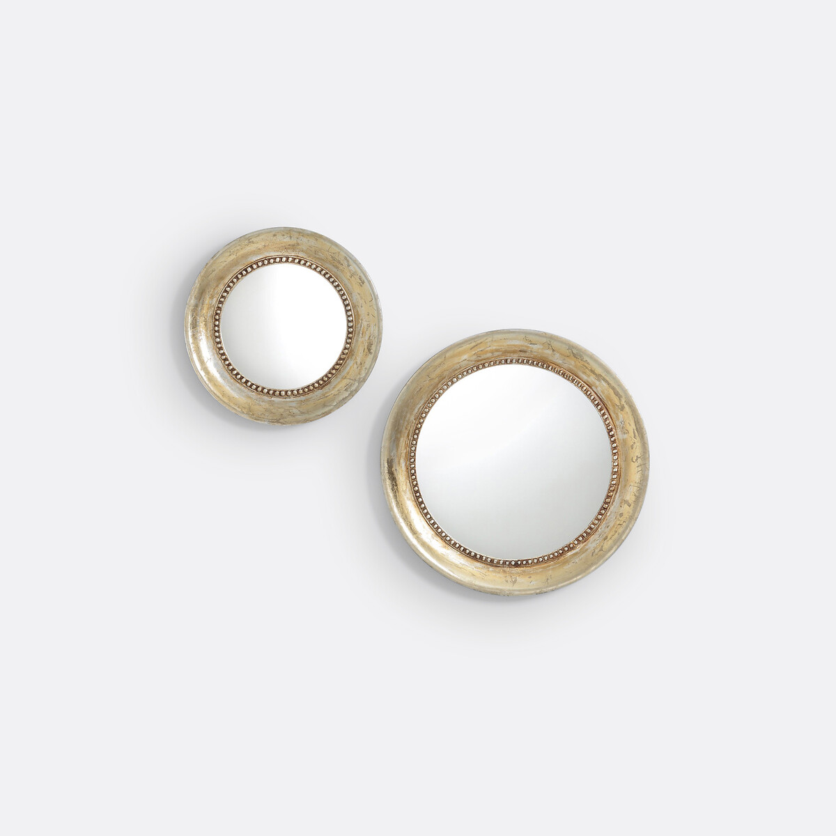 Miroir rond en manguier massif, diamètre 60 cm, AFSAN doré vieilli, LA REDOUTE INTERIEURS
