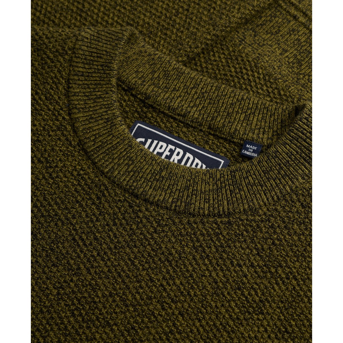Pull Texture Knit Coupe Décontractée olive/noir, SUPERDRY