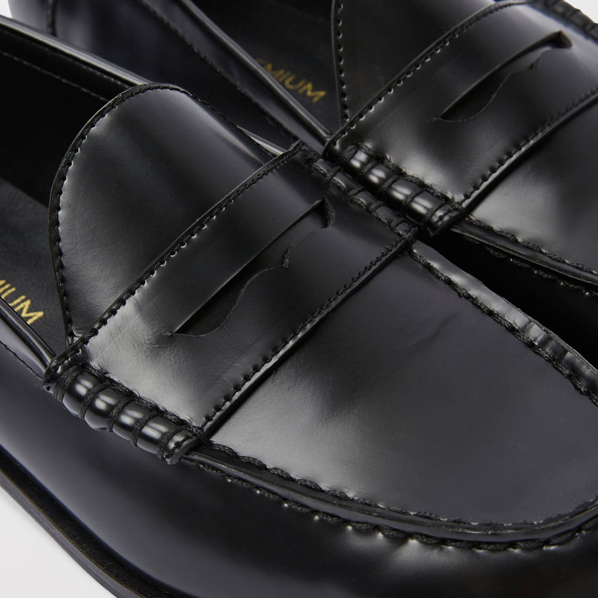 Mocassins en cuir noir, MONOPRIX