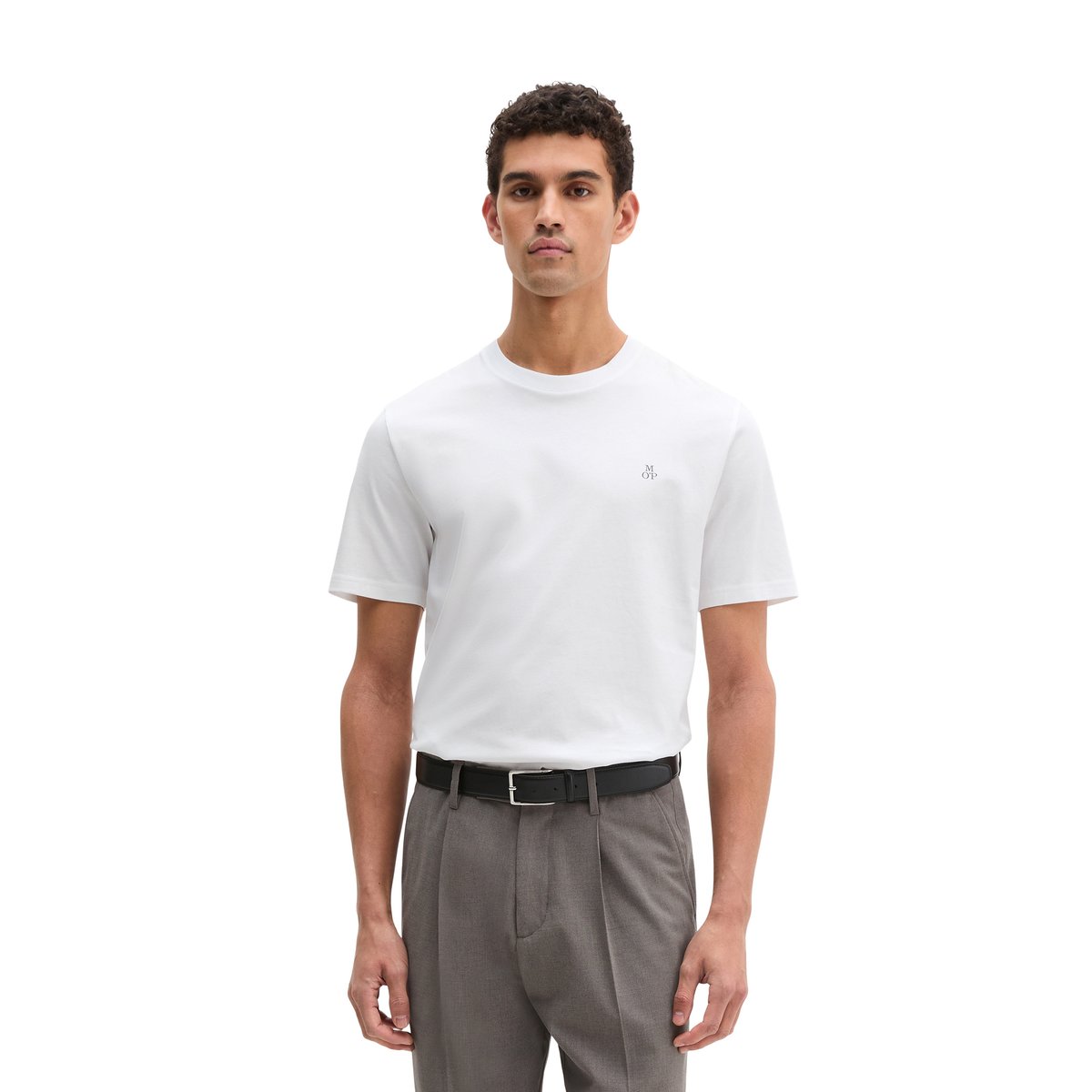 Lot de trois t-shirts col rond regular en pur coton bio blanc, MARC O'POLO