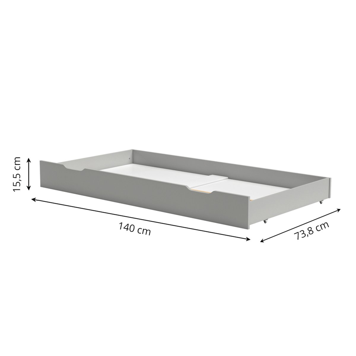 Tiroir de lit pour lit évolutif et lit enfant PLUME gris, PETITE AMELIE