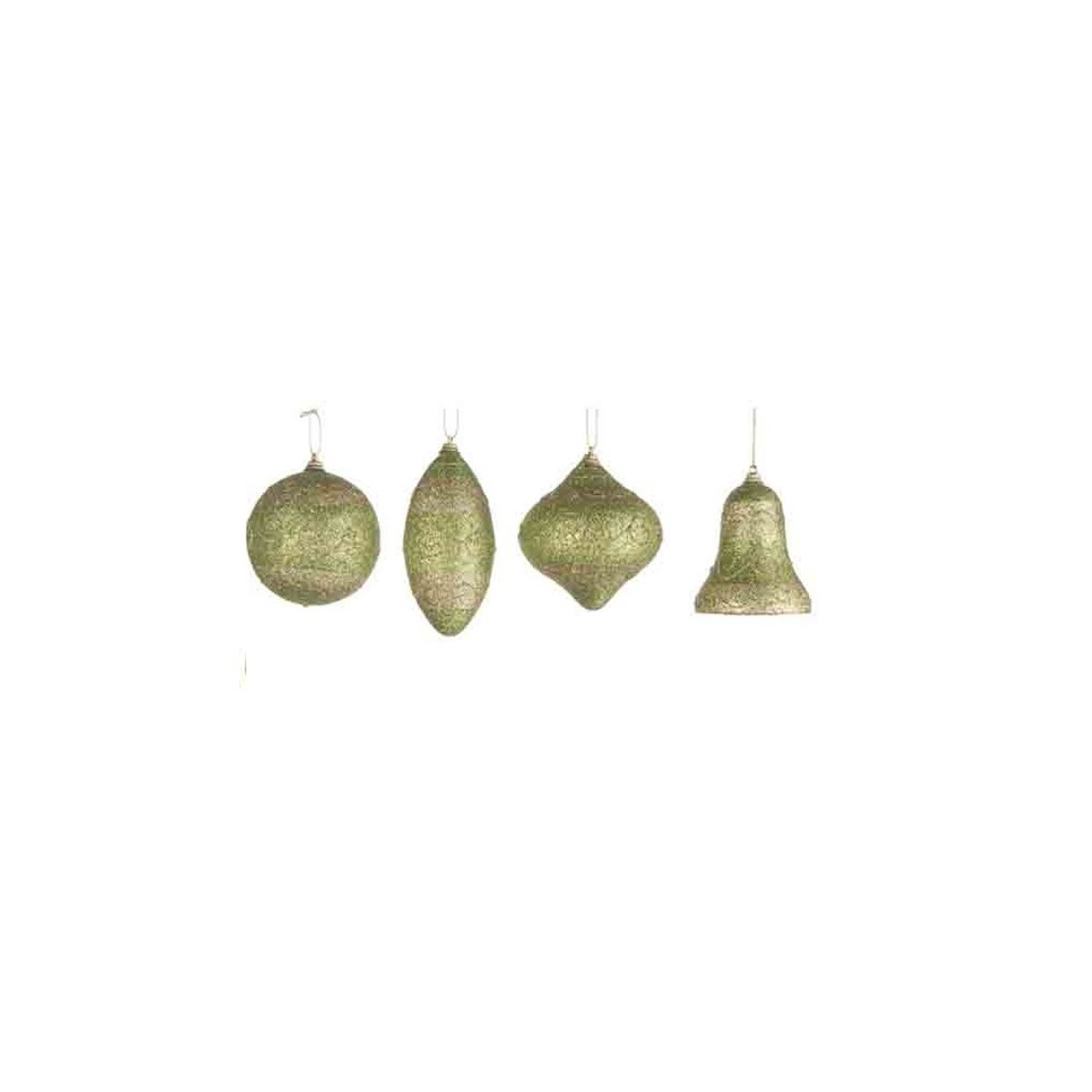 Lot de 4 boules de Noel Pailettes vert, EDEN