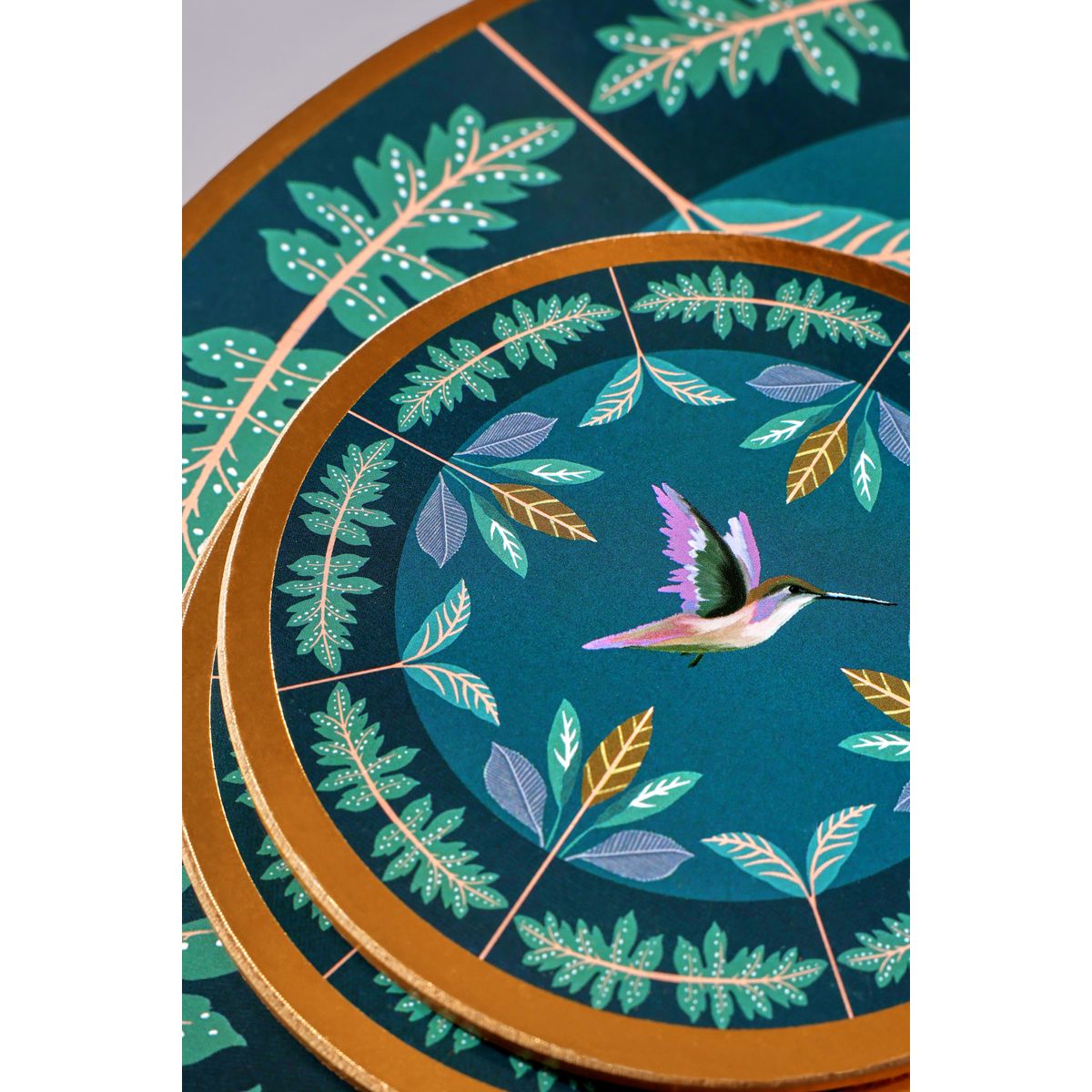 Sets et sous-verres à motif colibri, lot de 4 bleu marine, NEXT