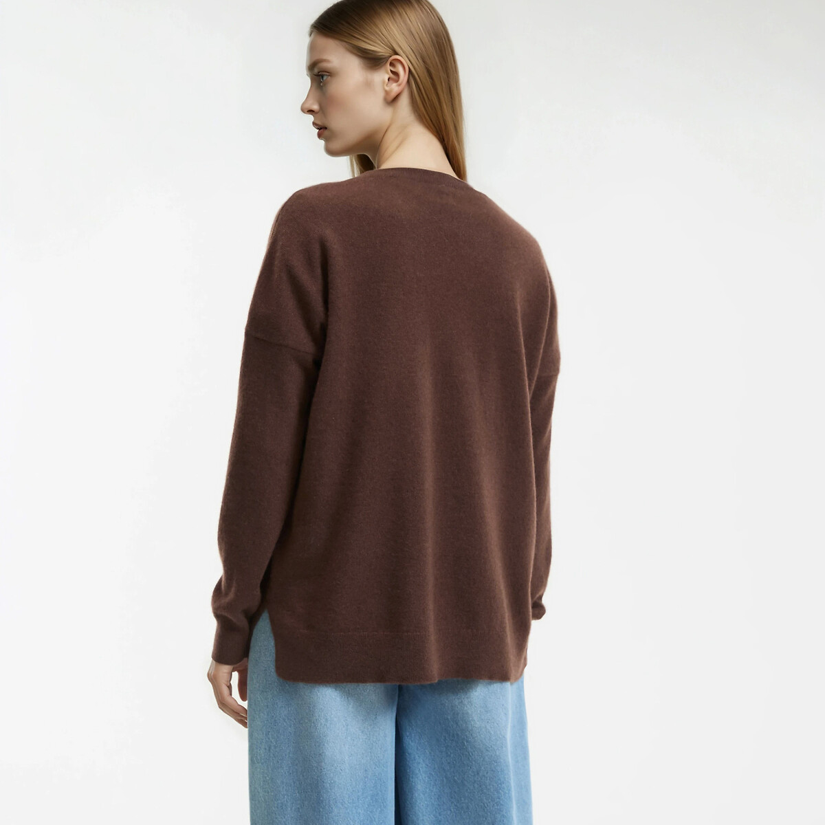Round Neck Cashmere Jumper with Loose Fit in Fine Knit 90006249, LA REDOUTE COLLECTIONS