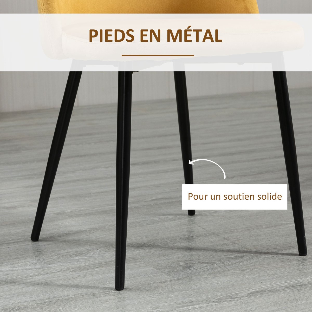 Chaise de salle à manger Velours multicolore bleu, gris clair, gris foncé, jaune, HOMCOM