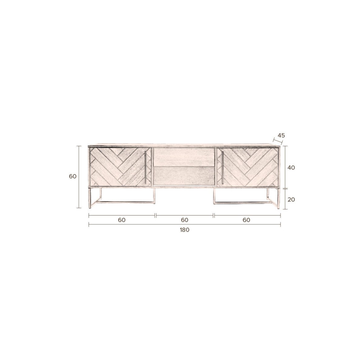 Buffet 2 portes 2 tiroirs en bois L180cm - Class bois clair, DUTCHBONE